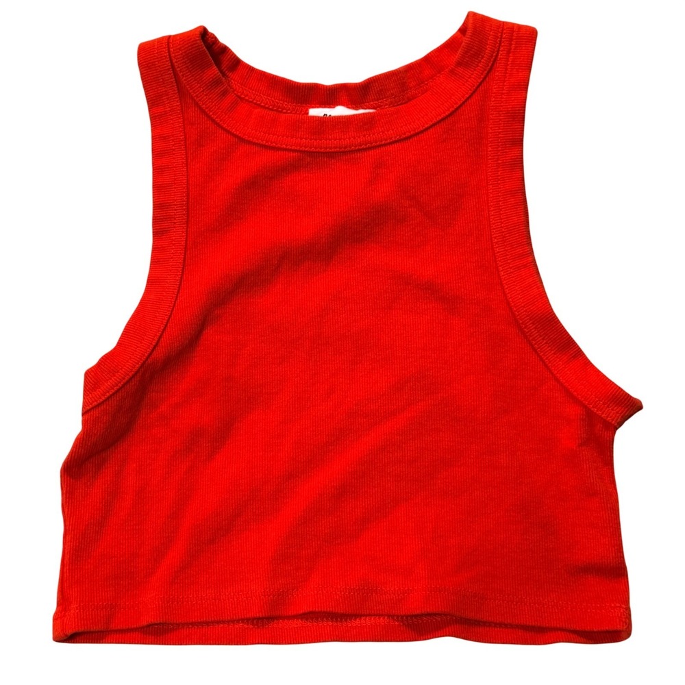 Princess Polly Red Ribbed Crop Tank Top High Neck Sleeveless US 6 EUC